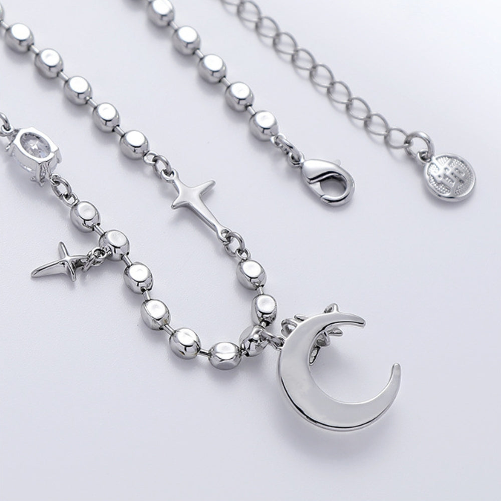 Hübsche weiße Mond- und Sternperlenkette