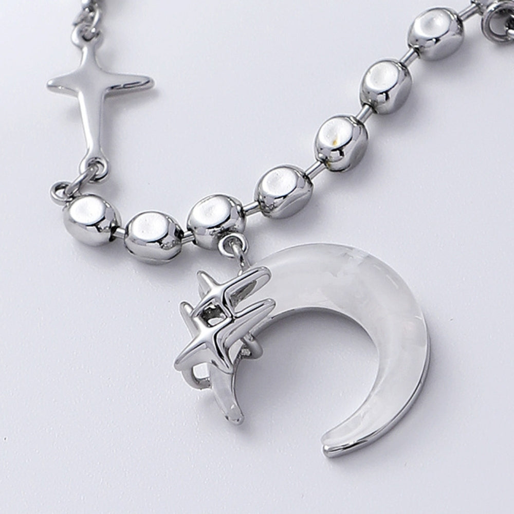 Hübsche weiße Mond- und Sternperlenkette