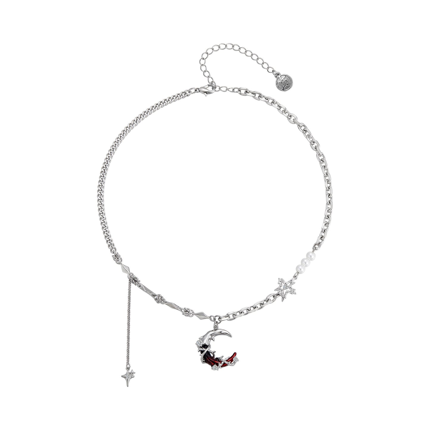 Gothic Stil Mädchen Rot Mond Leuchtenden Stern Halskette