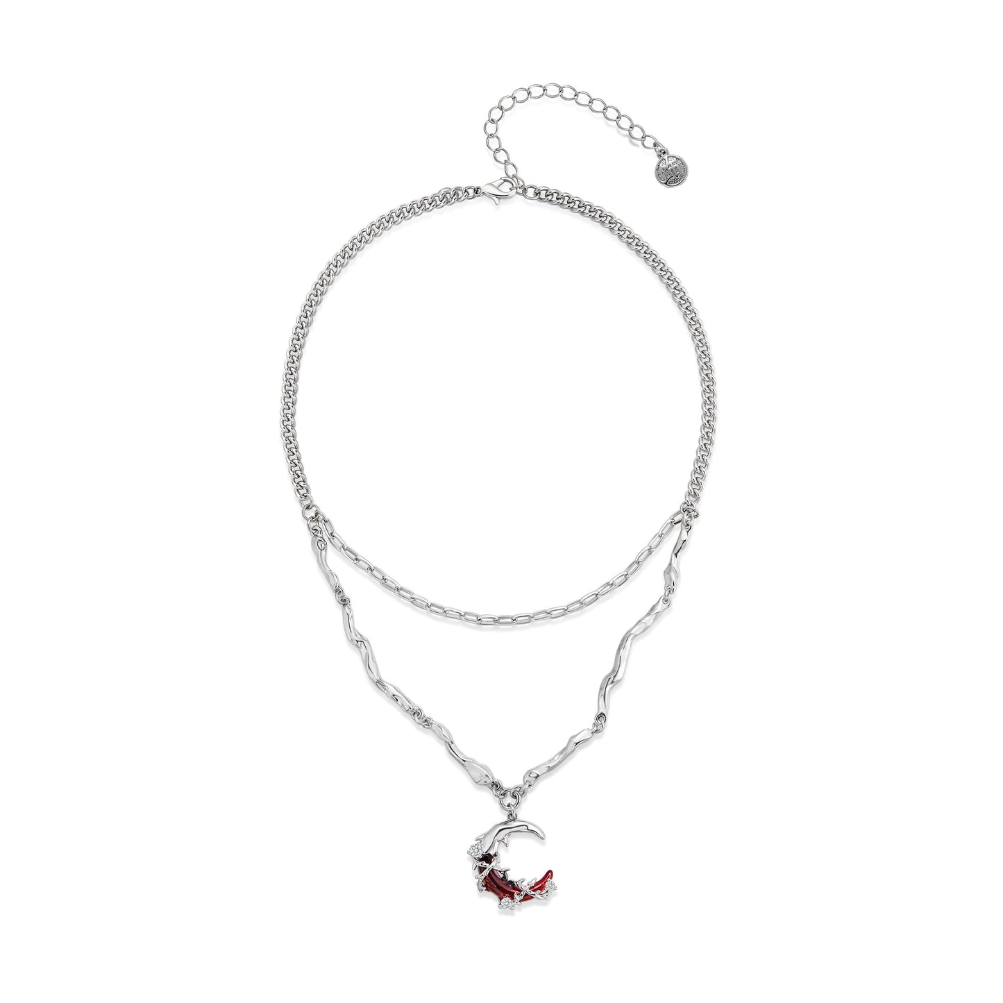 Gothic Stil Mädchen Rot Mond Leuchtenden Stern Doppel Schichten Halskette