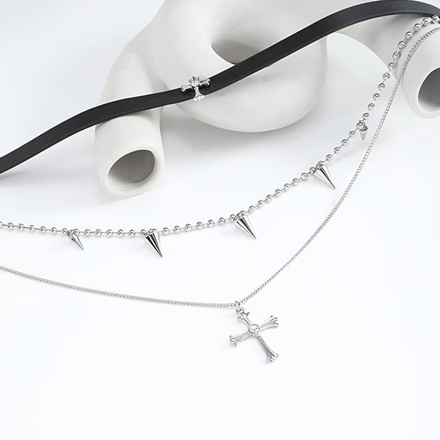 Y2K Mädchen Kreuznieten Stapel Choker