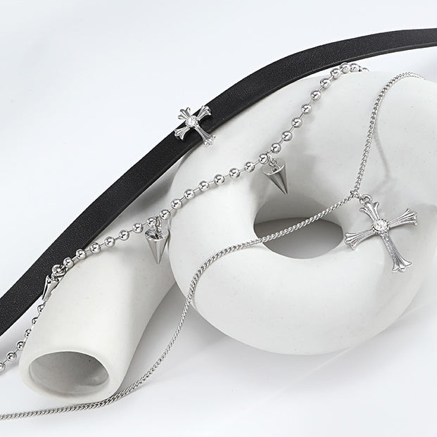 Y2K Mädchen Kreuznieten Stapel Choker