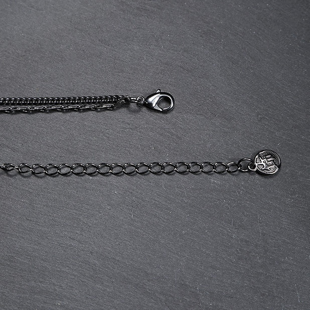 Gothic Girl - Doppelreihige Halskette mit schwarzer Krone und Herz