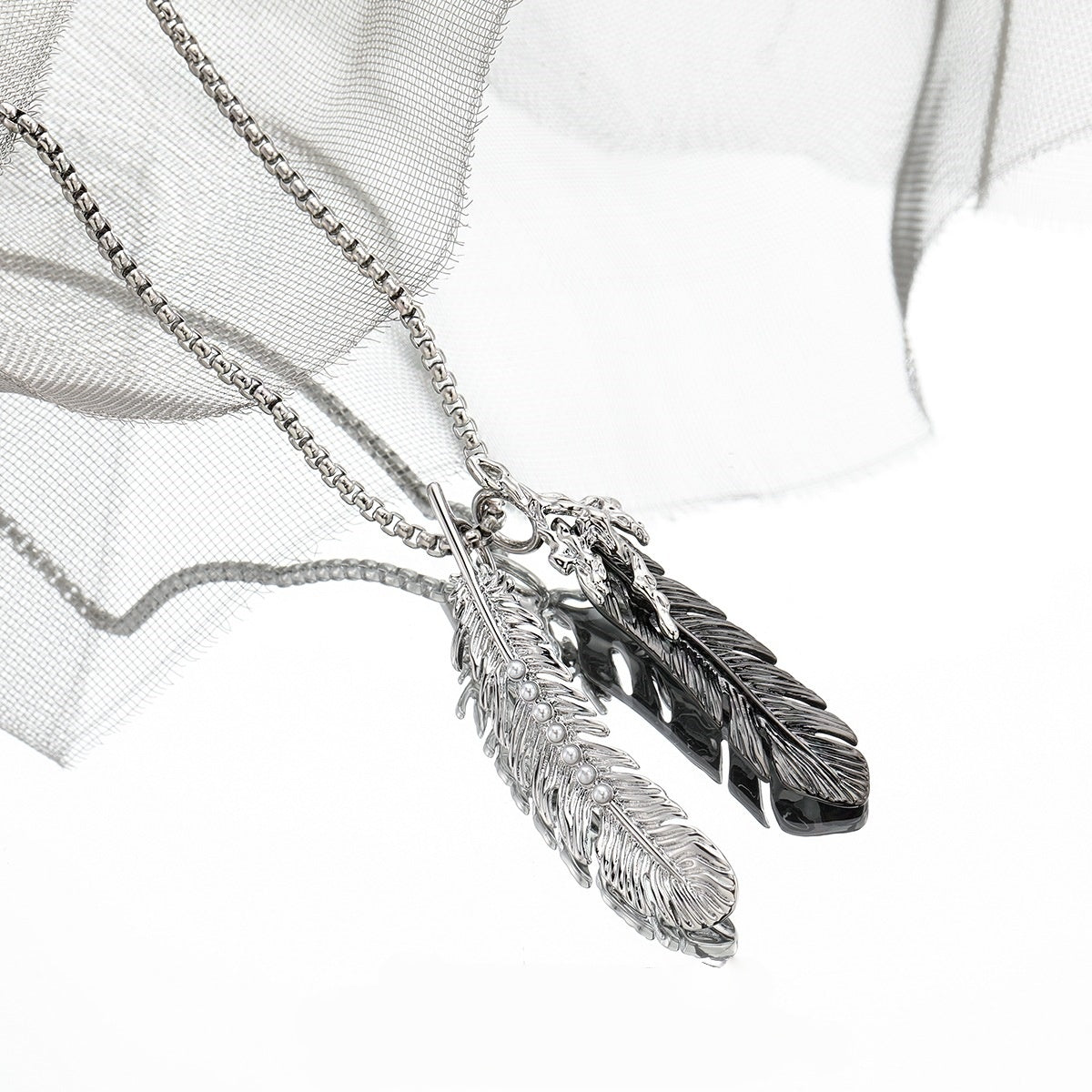 Y2K Style Unisex Angel Feather Necklaces