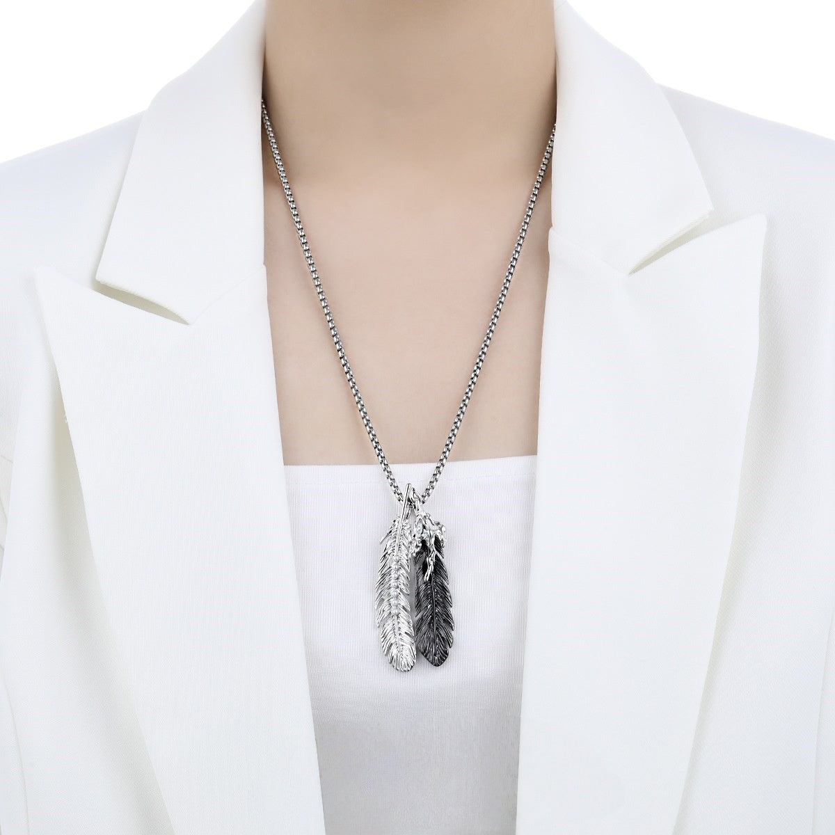 Y2K Style Unisex Angel Feather Necklaces