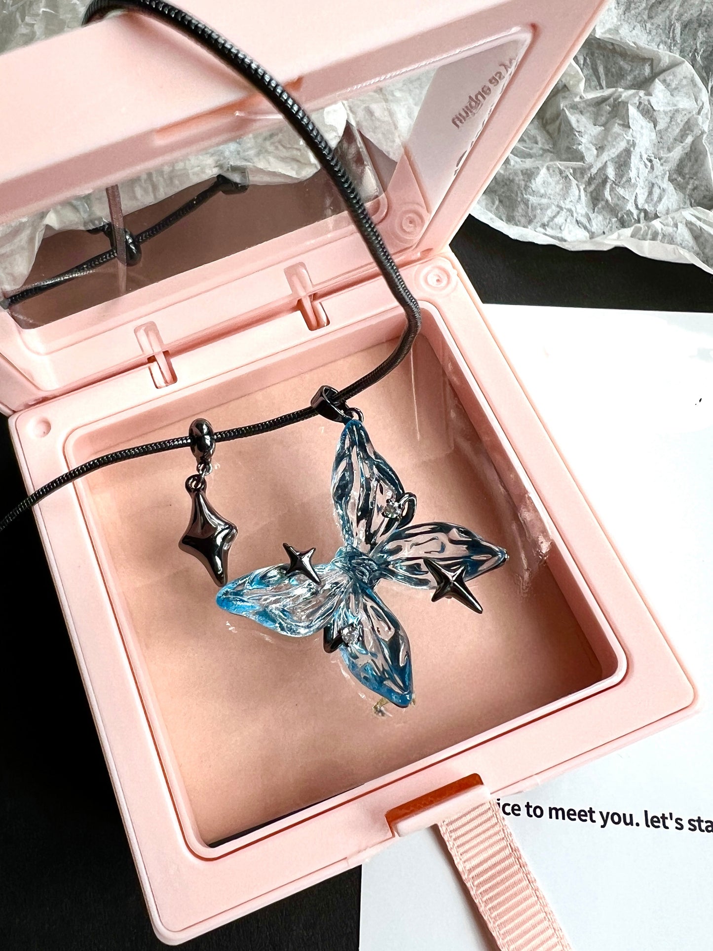 Designer Süßes Mädchen Blaue Schmetterling Halskette