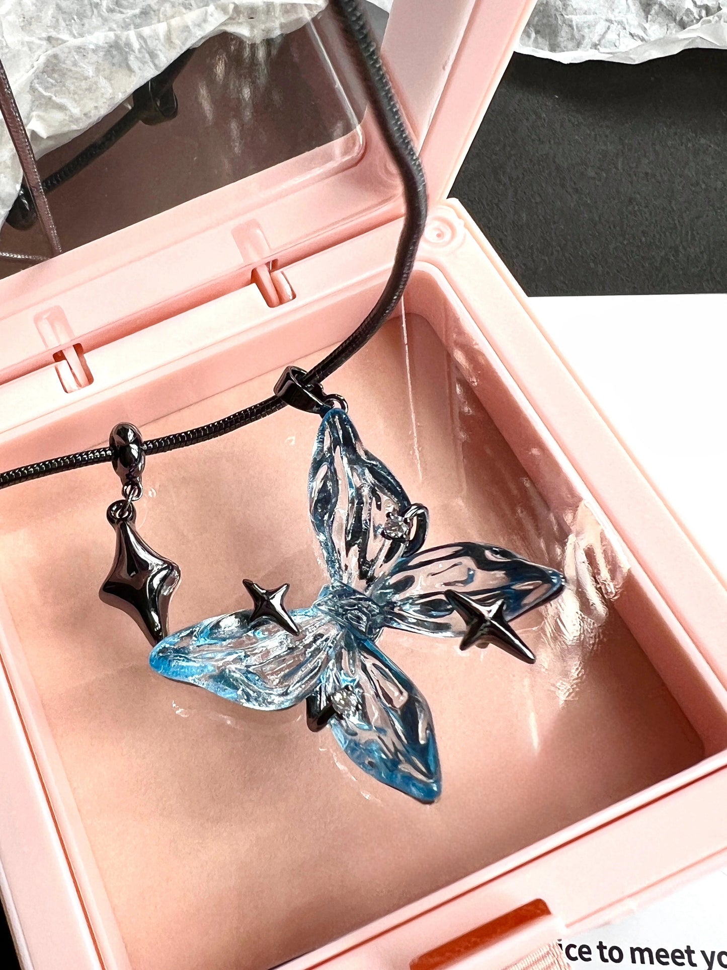 Designer Süßes Mädchen Blaue Schmetterling Halskette