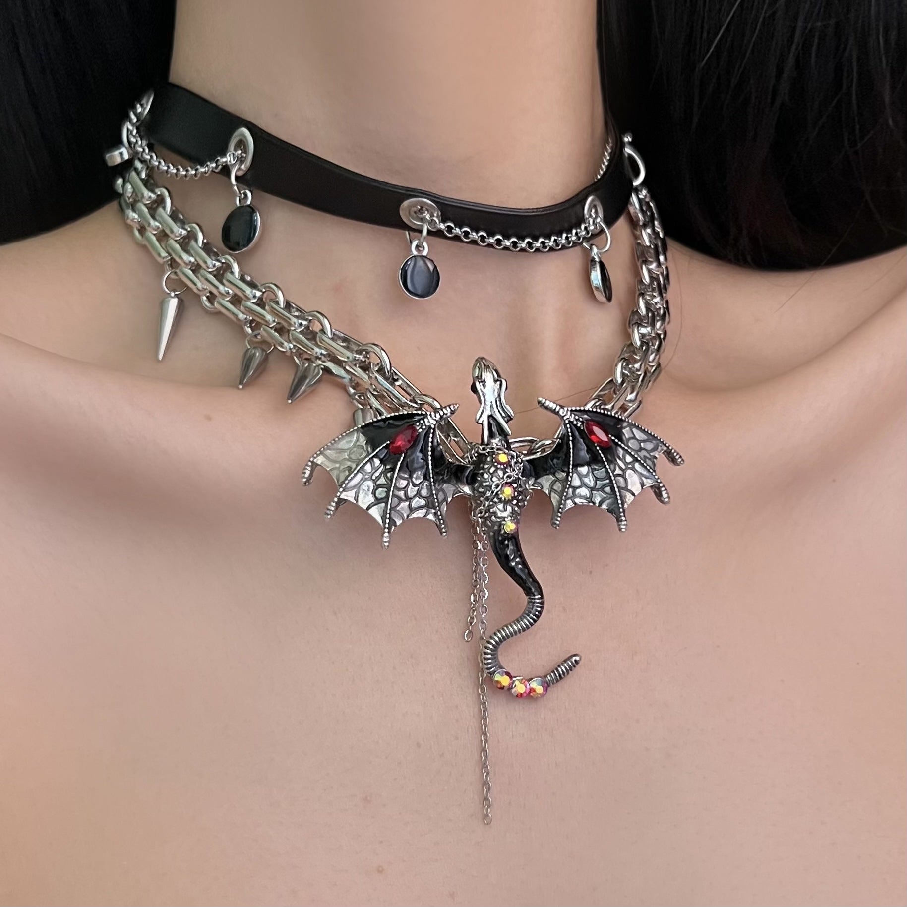 Y2K Chic Punk Dragon Choker Necklace – MMT JEWEL