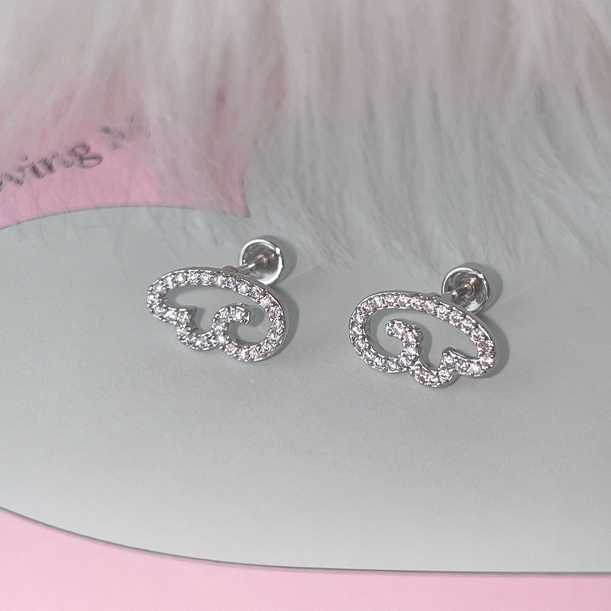 Sweet & Cool Little Angel Wing Stud Earrings