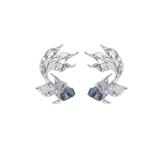 Rafayel Blue Rhinestone Fish Stud Earrings