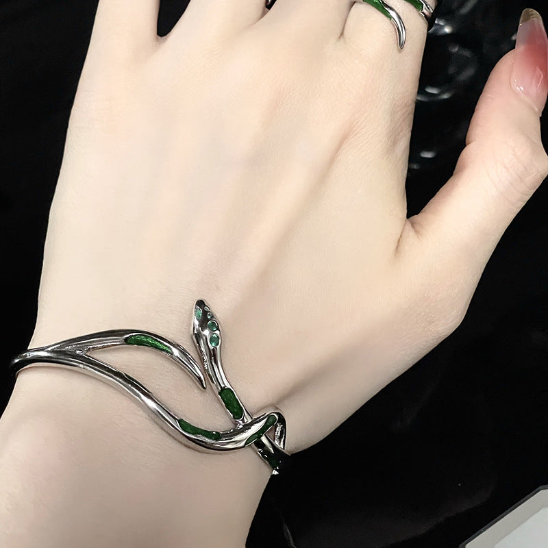 Designer Slytherin Verstellbares Armband mit grüner Schlange