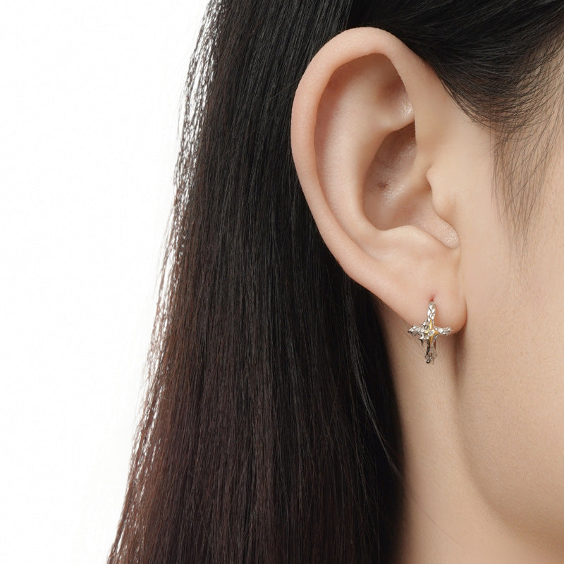 S925 Sterling Silver Cross Star Earrings