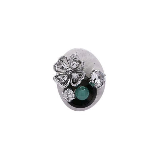 Mädchen Retro Blume Knopf offen Ring