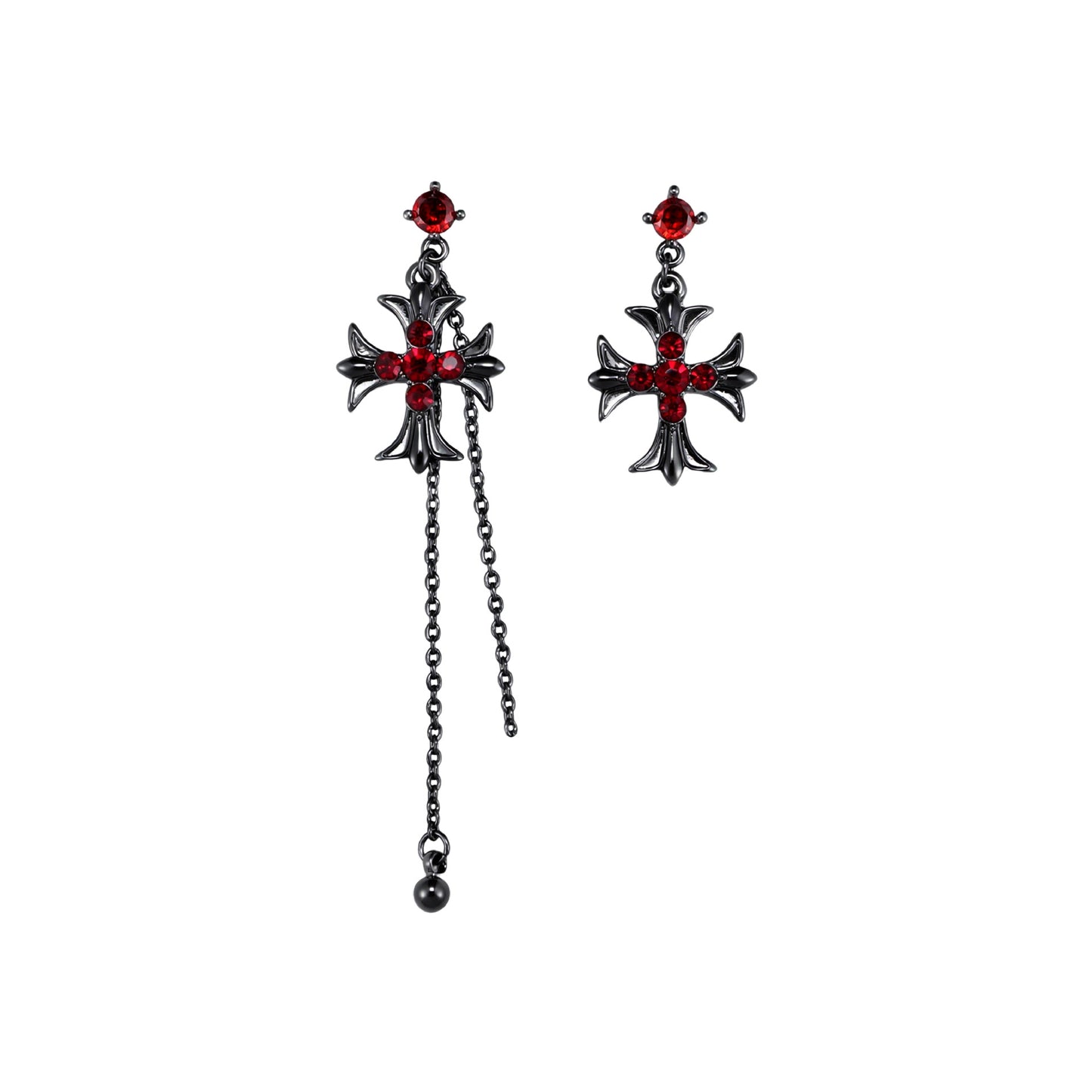 Goth Designer Dark Cross Earrings