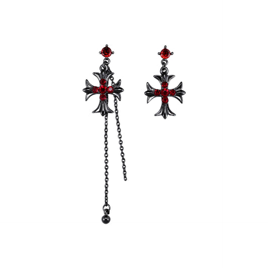 Goth Designer Dark Cross Earrings