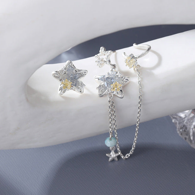 Y2K Designer Grey Star Asymmetrical Earrings
