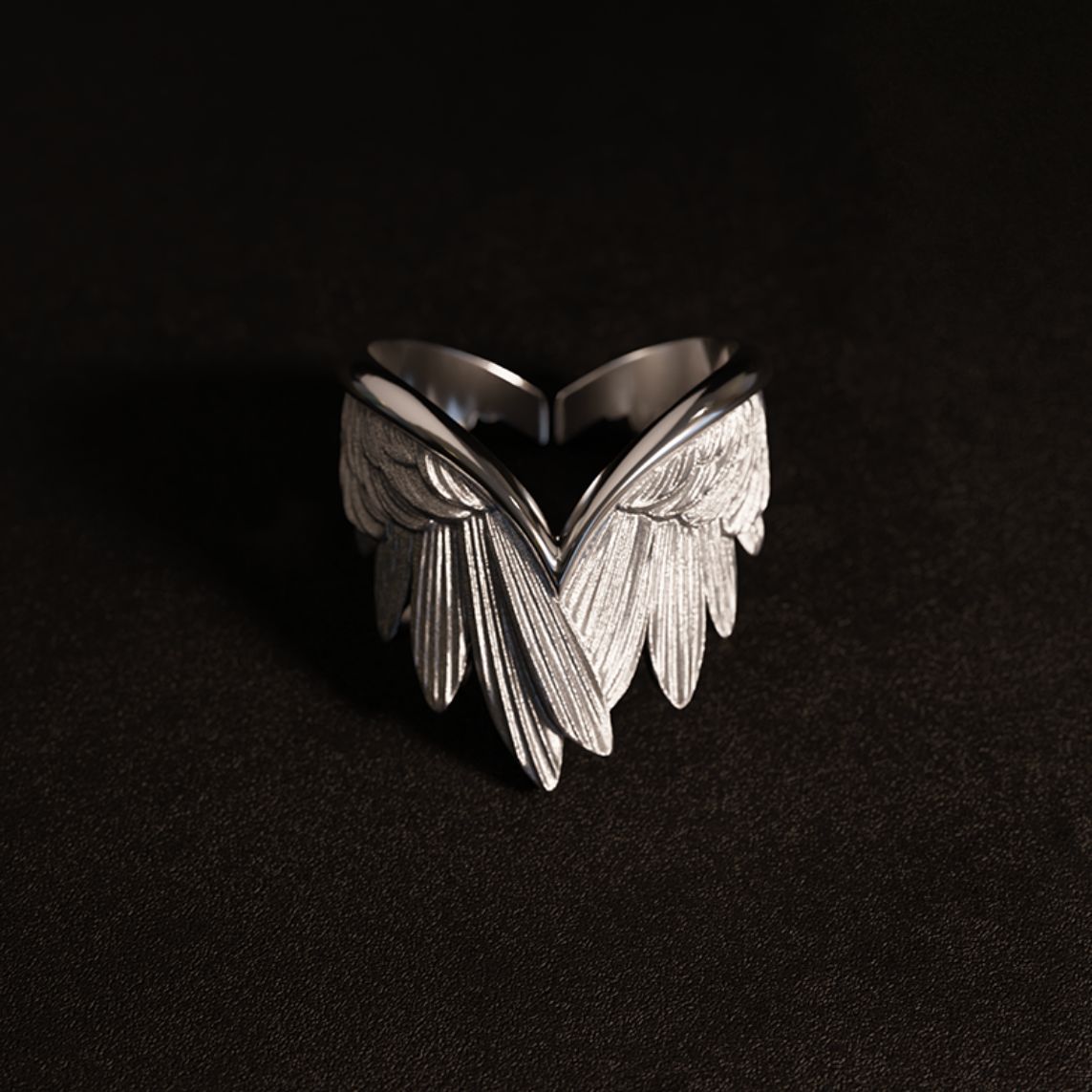 Sunday Feather Heart Ring