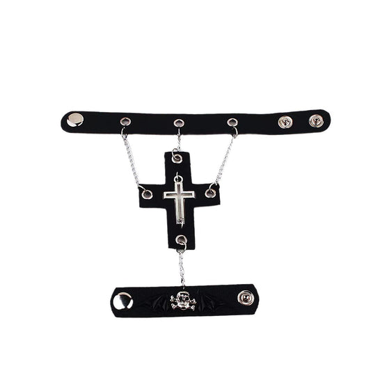 Y2K Gothic Style Punk Girl Black Cross Bracelet