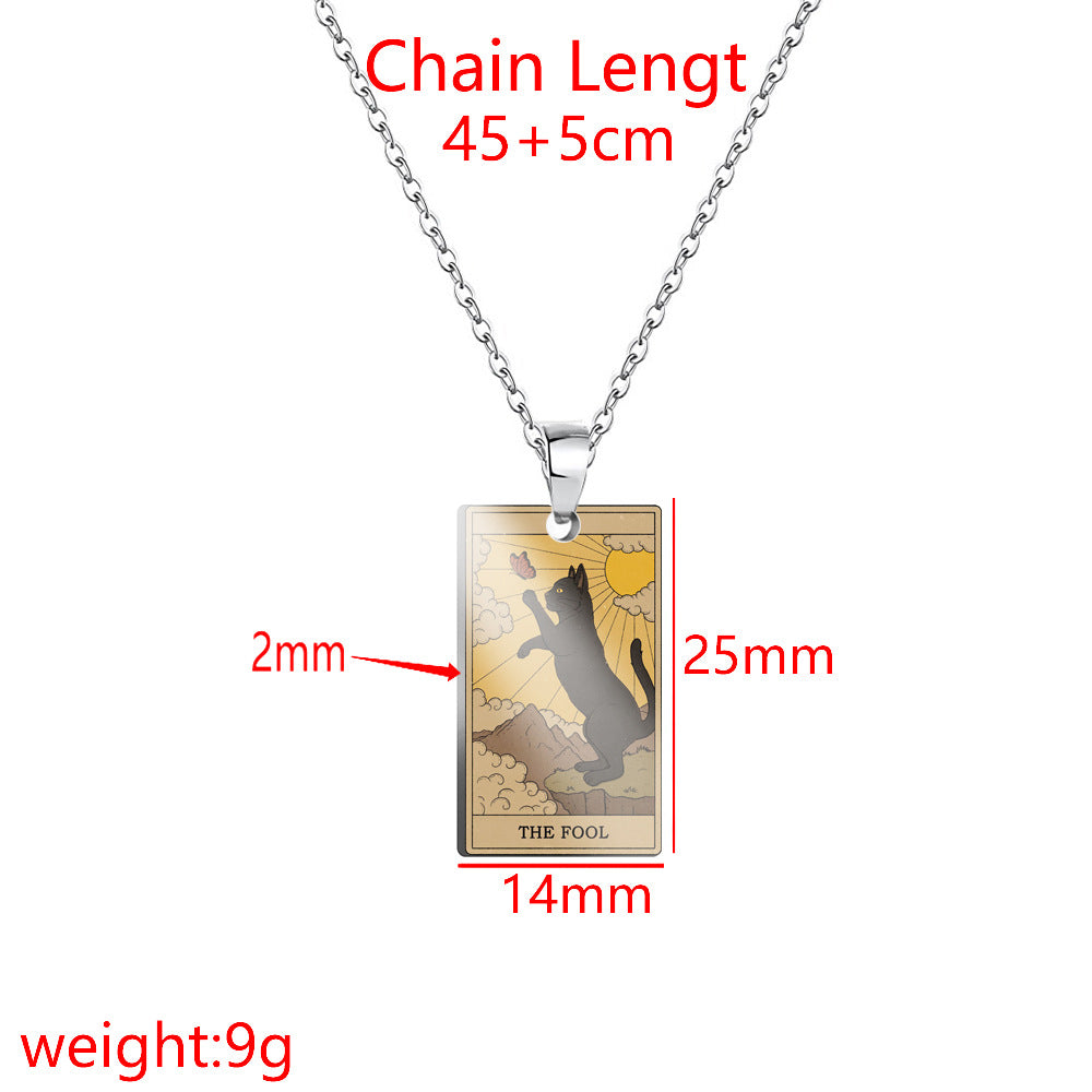 Vintage Katze Große Arkana Tarot Karte Halskette