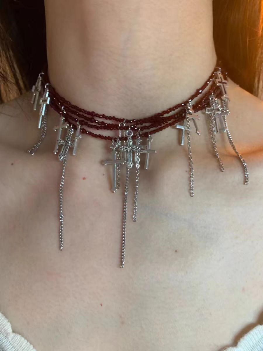 Gothic Armband Rotes Kreuz Choker Halskette &amp; Armband