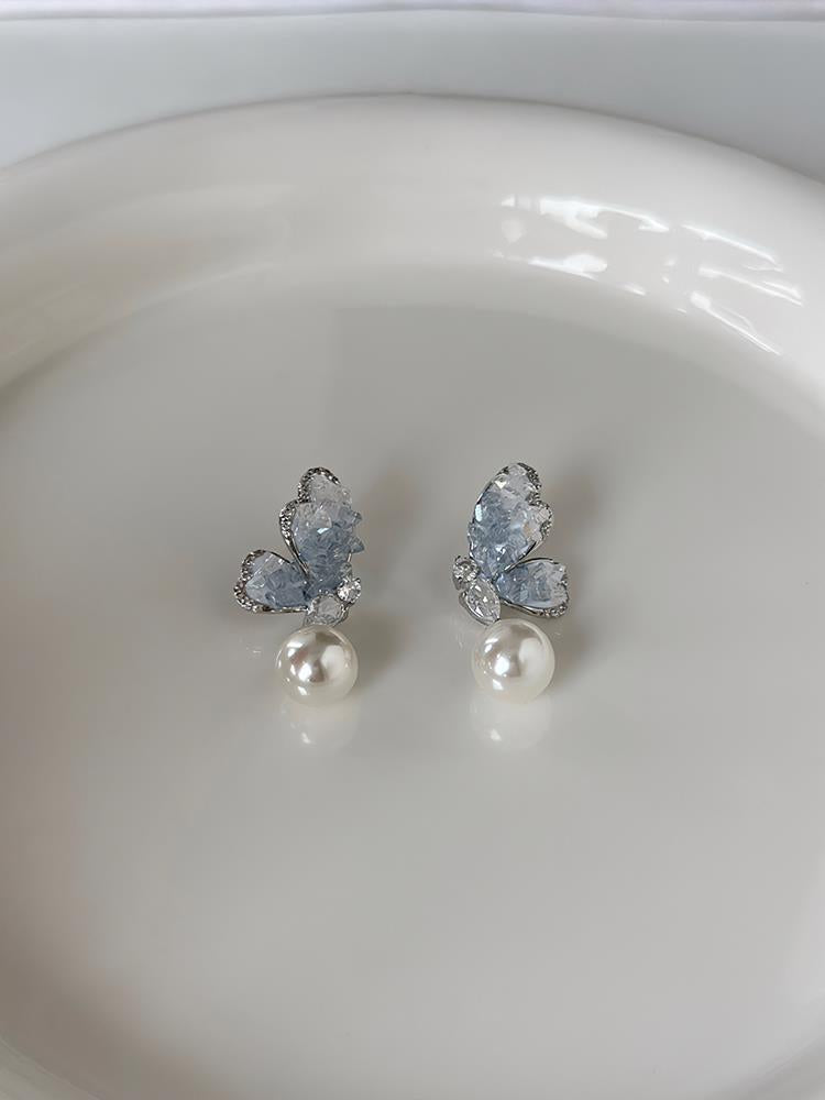 Damen Ohrstecker mit süßen Farbverlauf und Schmetterlingsperlen