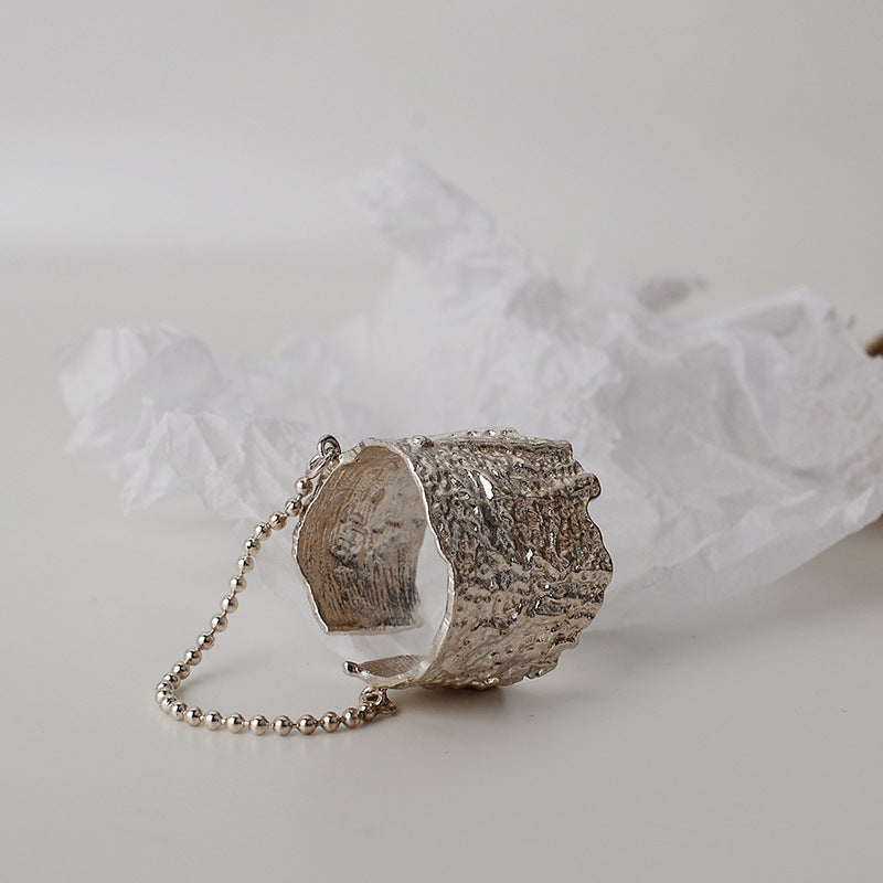 Unisex Tinfoil Texture Sterling Silver S925 Premium Sense Ring