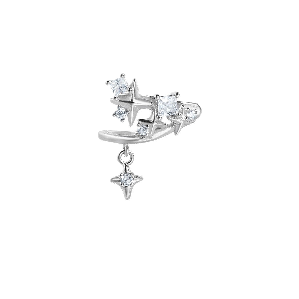 S925 Silver Fancy Star Zircon Ear Cuff(single one)