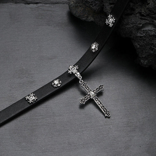 Y2K Gothic Punk Cross Rhinestone Asymmetrical Earrings
