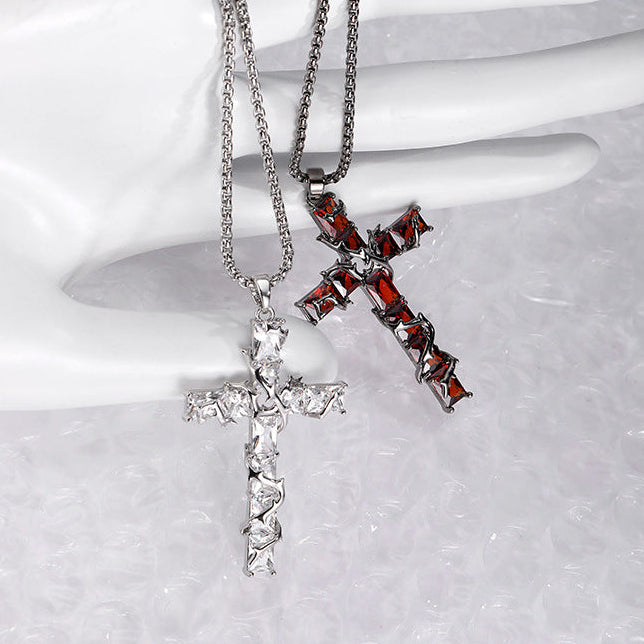 Goth Thorn Cross Necklace