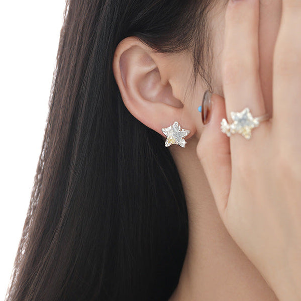 Y2K Designer Grey Star Asymmetrical Earrings