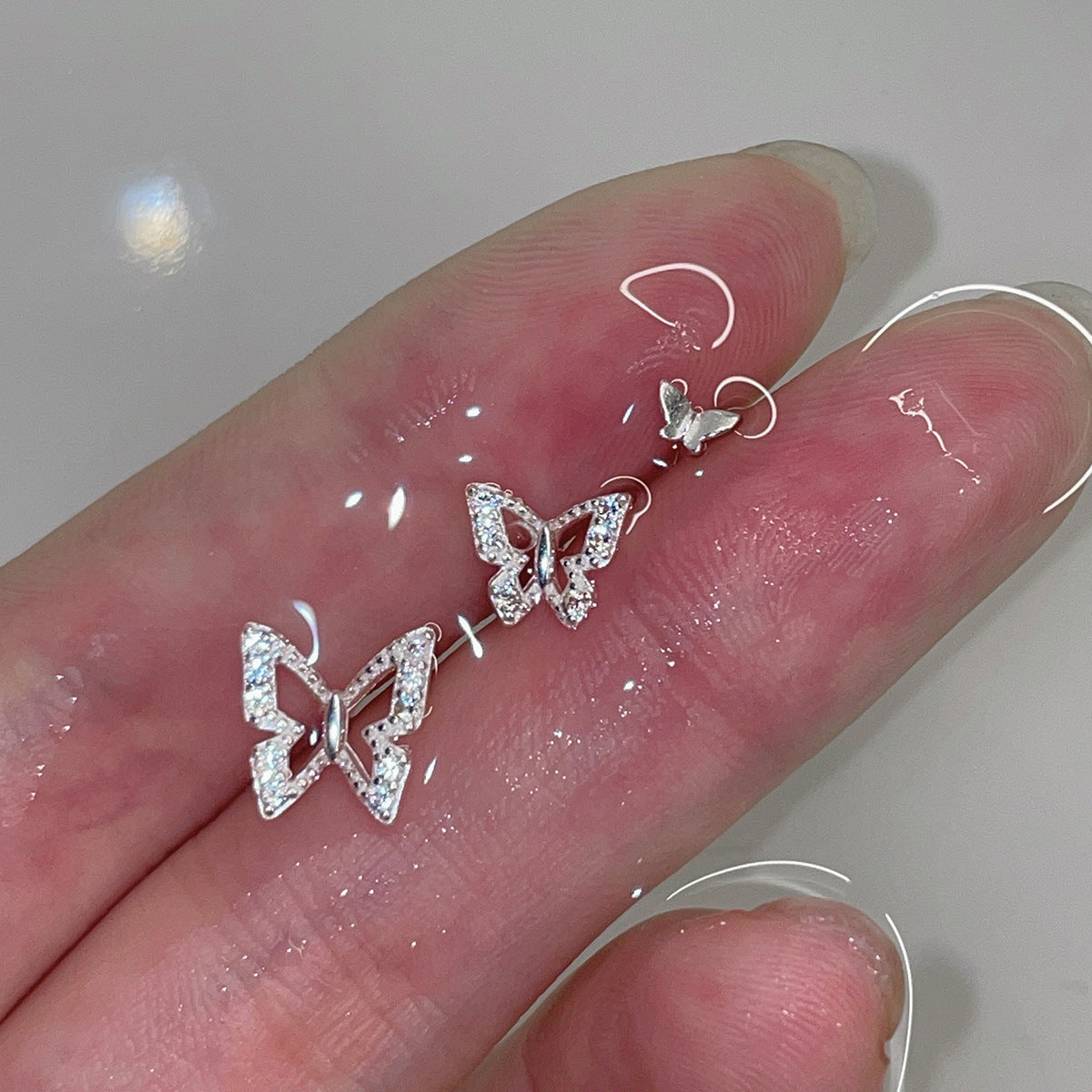 999 Sterling Silver Openwork Butterfly Stud Earrings