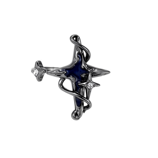 Goth Dark Blue Star Ring For Dainsleif