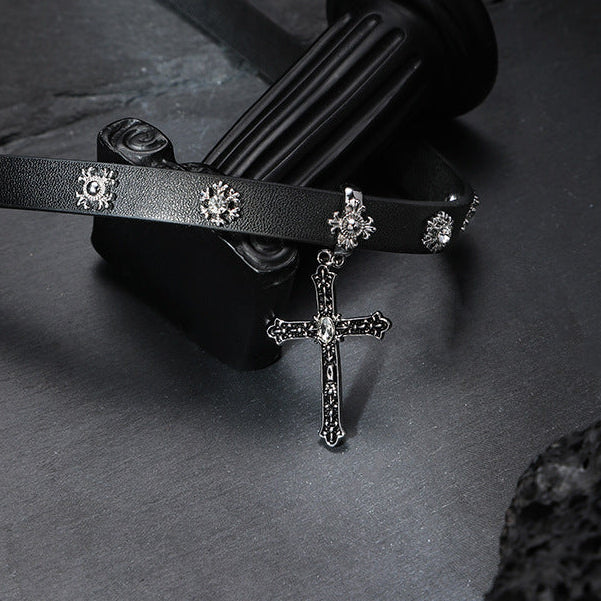 Y2K Gothic Punk Cross Rhinestone Choker Necklace