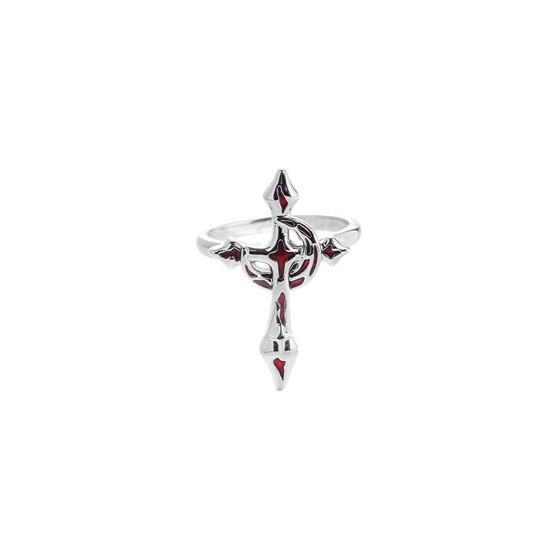 Goth Blood Moon & Star Ring for Arlecchino Genshin