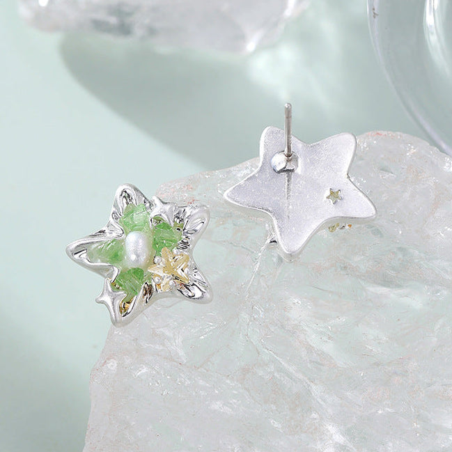 Y2K Green Star Stud Earrings