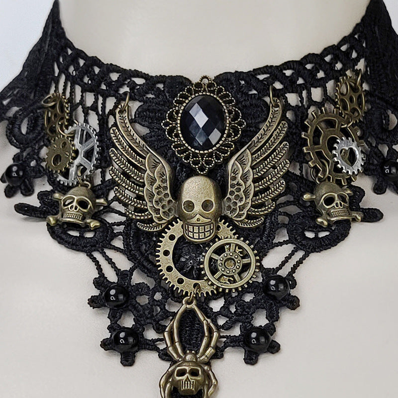 Goth Punk Skull Choker Necklace
