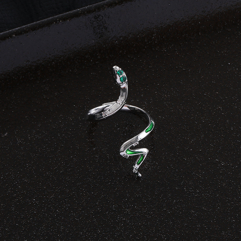 Grüner Slytherin-Unisex-Schlangen-Strassring