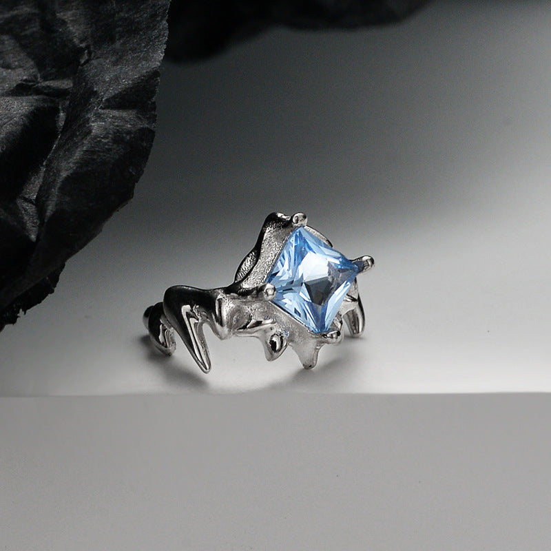Y2K S925 Silver Blue Zircon Thorns Ear Cuff (single one)