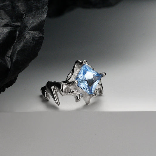 Y2K S925 Silver Blue Zircon Thorns Ear Cuff (single one)
