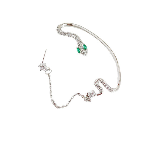 Hochwertiges Nischendesign für Damen, schicke Slytherin-Schlangenohrmanschette