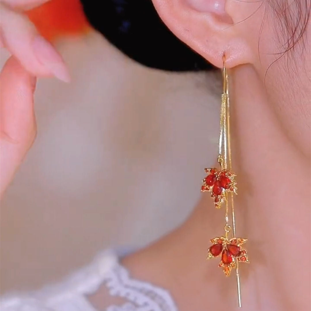 Kazuha Orange Maple Leaf Threader Earrings