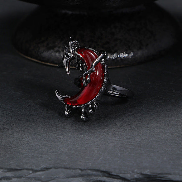 Goth Blood Moon Adjustable Ring