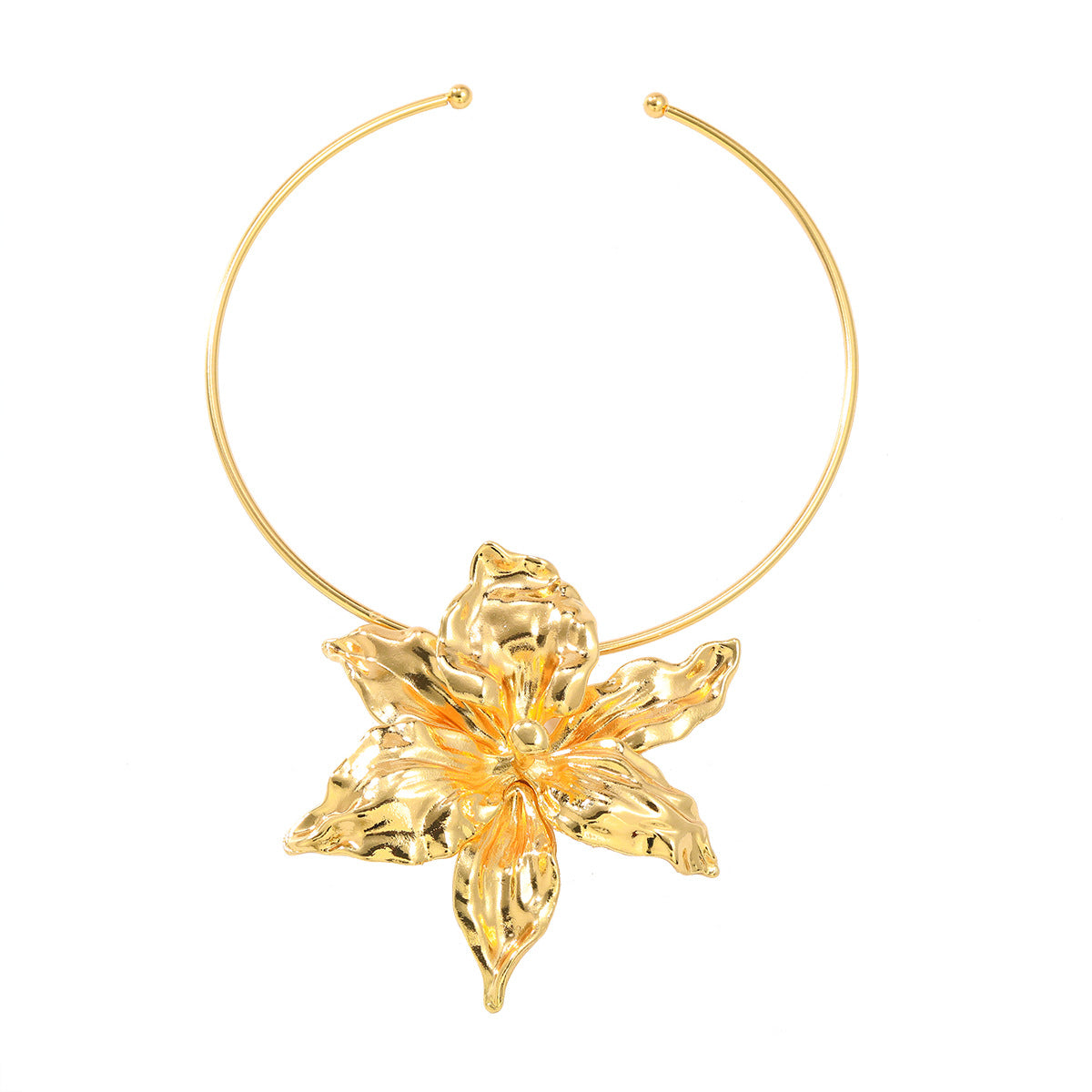 Ausgefallene Halskette mit großer Blume aus Metall für Damen