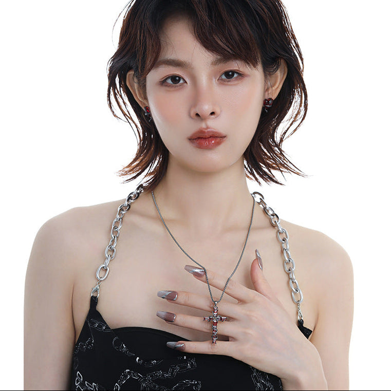 Goth Thorn Cross Necklace