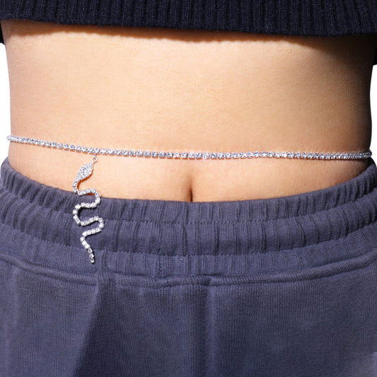 Damen Taillenkette mit Strasssteinen und Schlangenmuster