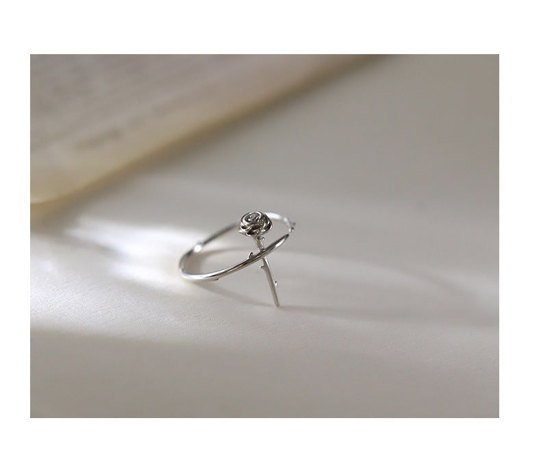 S925 Silber Damen Rose Offener Ring