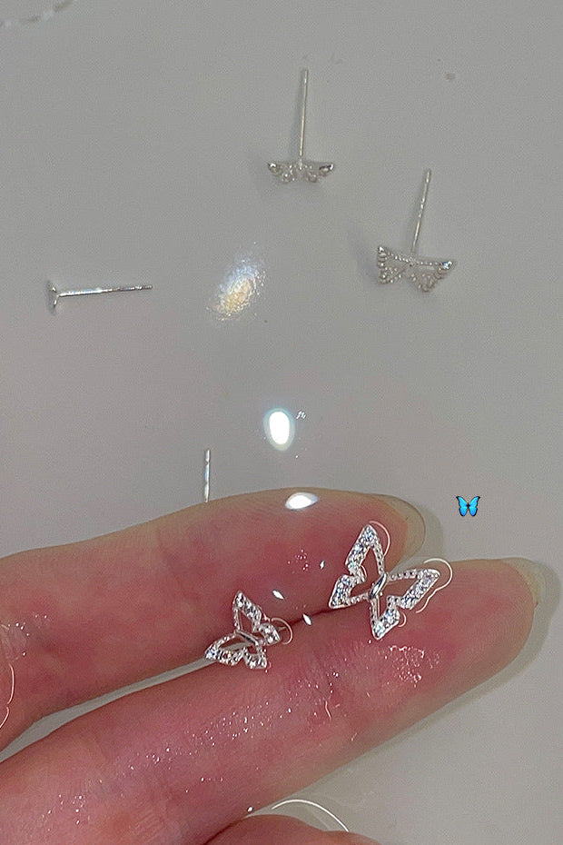 999 Sterling Silver Openwork Butterfly Stud Earrings