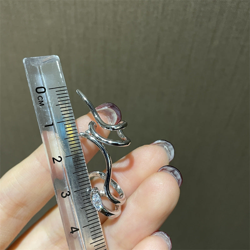 Designer-Ohrmanschette „Silbermetall-Schlangenform“ für Unisex (einzeln)