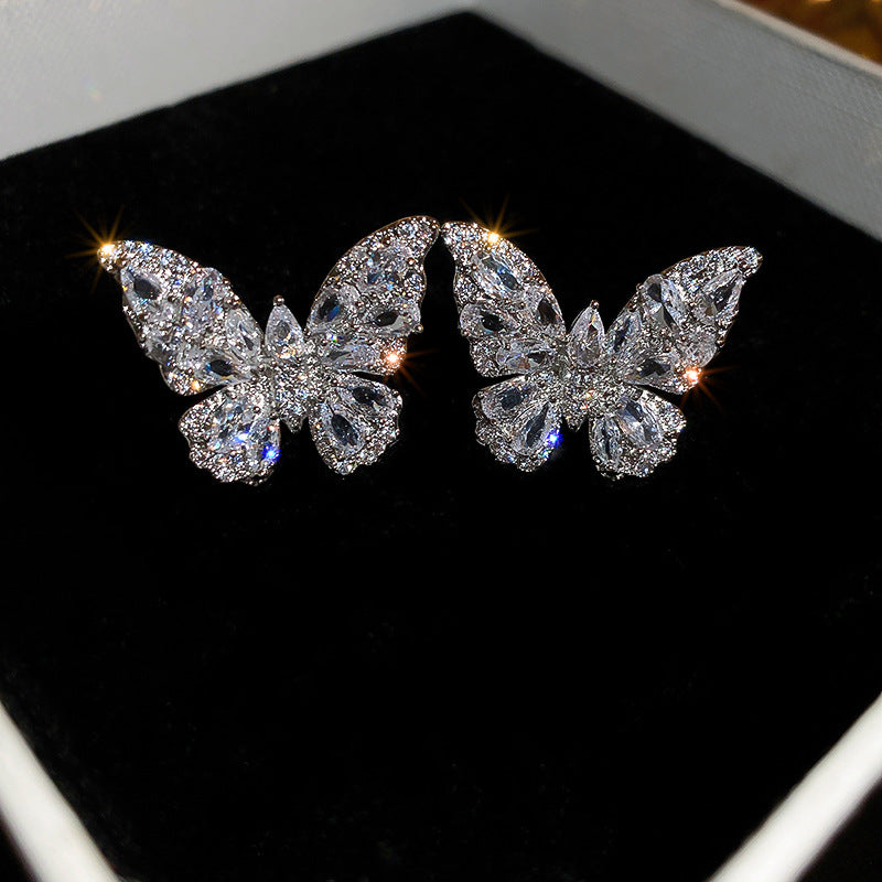 Shining Silver Butterfly Rhinestone Ear Cuff