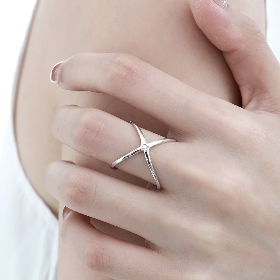 S925 Silver Star Reversible Ring